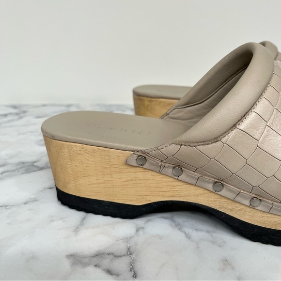 M Gemi Clogs Greta Croco Printed Leather Stone Woman’s Size 41 U.S 10 - Picture 5 of 14